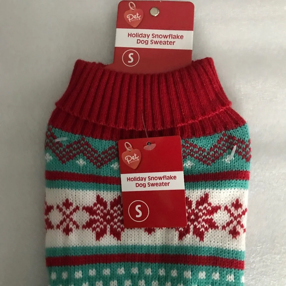 Pet Central Holiday Snowflake Dog Sweater NEW Size S